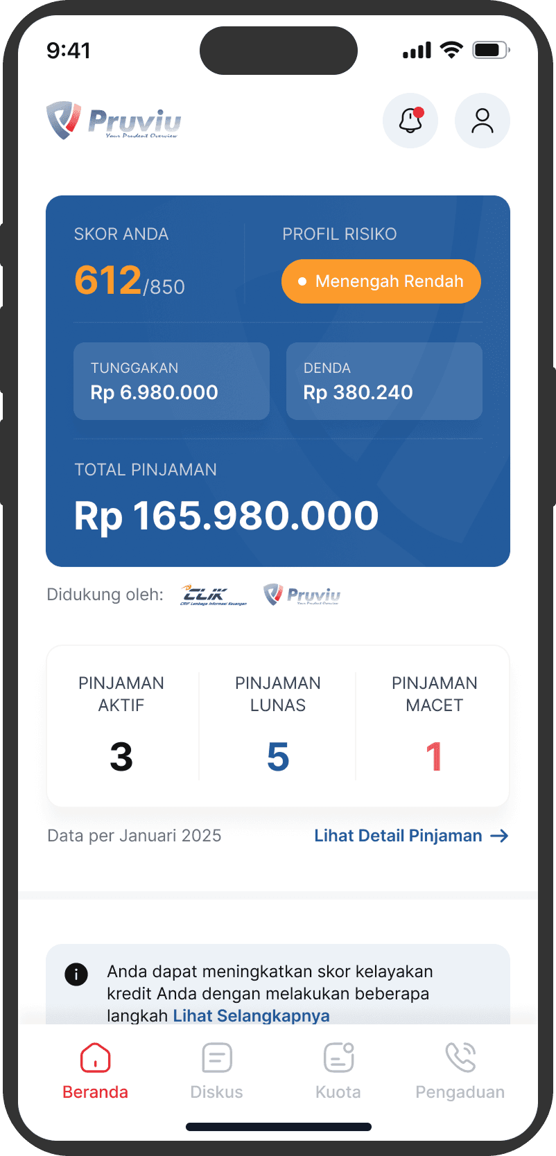 Pruviu Mobile Homepage